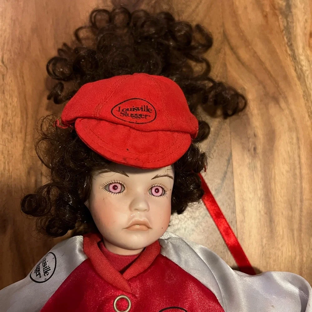 Louisville‎ Slugger Porcelain Doll Baseball Player Varsity Jacket Pinstripes 15